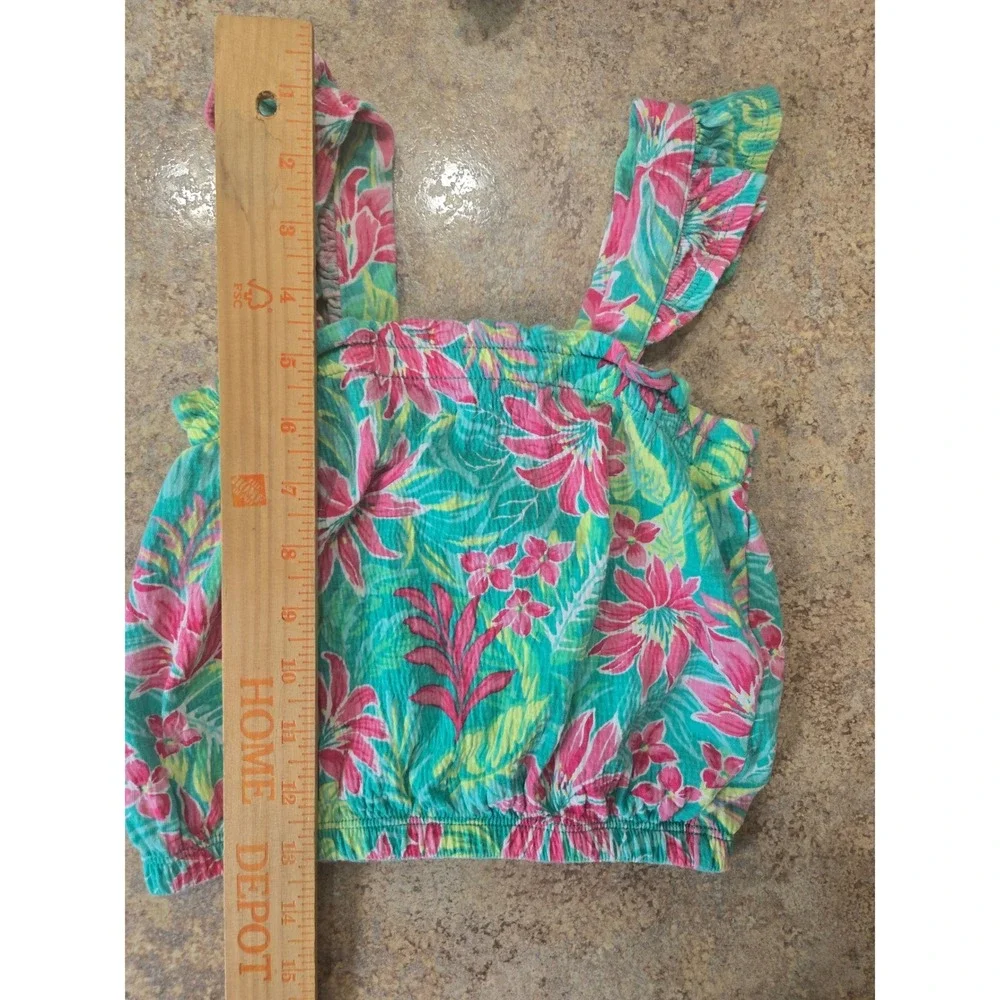 Tommy Bahama Girls 2-Piece Tropical Floral Set Smocked Top Wide Leg Pants S 5/6